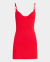 Area Crystal-link Strap Mini Dress In Carmine