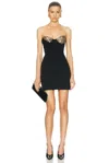 Area Strapless Embellished Draped Stretch-jersey Mini Dress In Black