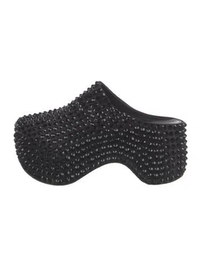 Pre-owned Area Crystal Mules In Black