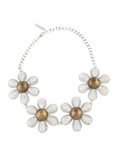 Pre-owned Area Crystal Nyc Flower Necklace, 18" In Multi
