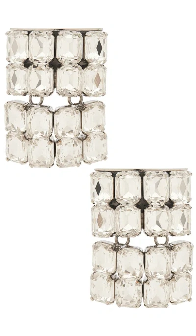 Area Crystal Pave Earrings In Metallic