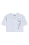 Area Crystal Rosette Crop T-shirt In White