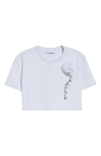 Area Crystal Rosette Crop T-shirt In White