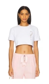Area Crystal Rosette Cropped Tee In White