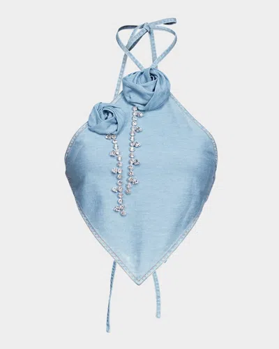 Area Topwear In Blue Cotton In Super Light Blue