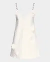 Area Crystal Strap Rosette Cotton Poplin Minidress In White