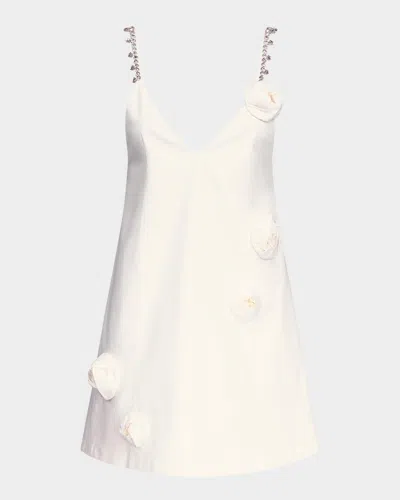 Area Crystal Rosette Poplin Mini Dress