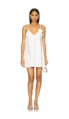 Area Crystal Strap Rosette Cotton Poplin Minidress In Ivory