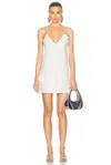 Area Crystal Strap Rosette Cotton Poplin Minidress In Off White