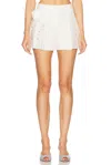 Area Crystal Rosette Poplin Skort In Off White