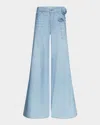 Area Crystal Rosette Wide Leg Jeans