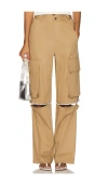 Area Crystal Trim Slit Cargo Pants In Brown