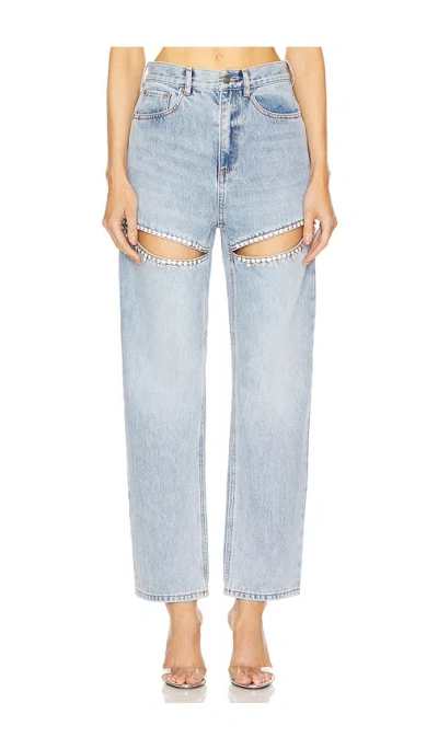 Area Crystal Slit Jeans In Light Blue