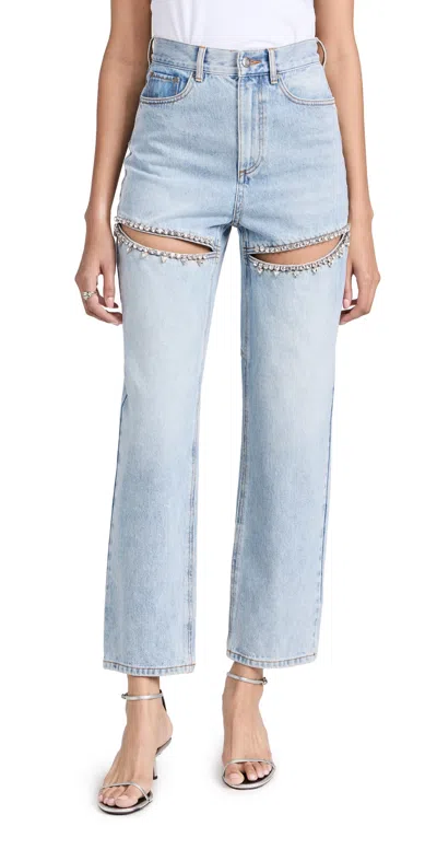 Area Crystal Slit Jeans In Light Blue