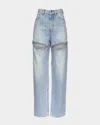Area Crystal-embellished Cutout High-rise Straight-leg Jeans In Light Blue