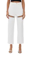 Area Crystal Slit Straight-leg Jeans In White