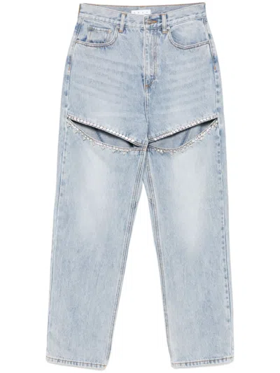 Area Crystal Slit Jeans In Light Blue