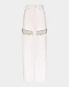 Area Crystal Slit Straight-leg Jeans In White