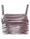 Area Crystal Spike Ruched Top In Multi