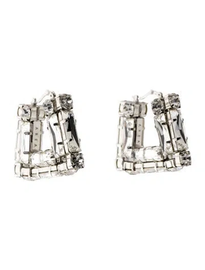Pre-owned Area Crystal Square Hoop Earrings In Multicolor