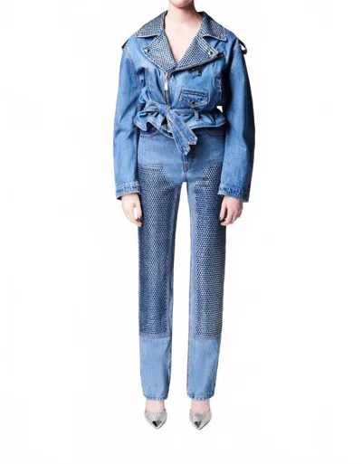 Area Crystal Straight Leg Jean In Blue