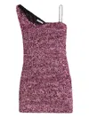 Area Crystal Strap Embellished Mini Dress In Pink