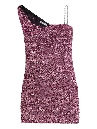 AREA CRYSTAL-STRAP SEQUIN MINI DRESS