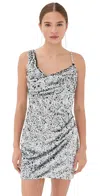 Area Crystal Strap Sequin Mini Dress Silver In Silver