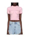 Area Pink Crystal Bustier Cup T-shirt In Pink