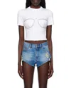 Area Crystal T-shirt With Round Neck In White