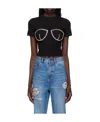 Area Bustier-style Crystal-embellished T-shirt In Blue