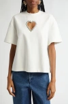 Area White Crystal Heart Cutout Relaxed T-shirt