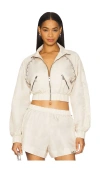 Area Crystal Trim Track Jacket In 奶油色