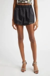Area Crystal Trim Track Shorts In Black