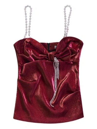 Area Crystal-embellished Bow Top In Red