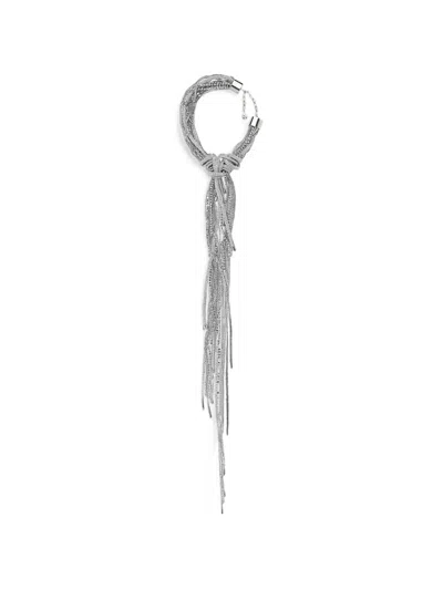 Area Crystal-embellished Knotted-chain Necklace In Silver