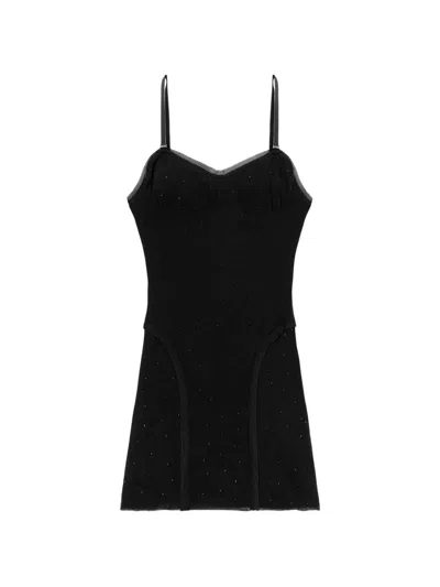 Area Crystal-embellished Mini Dress In Black