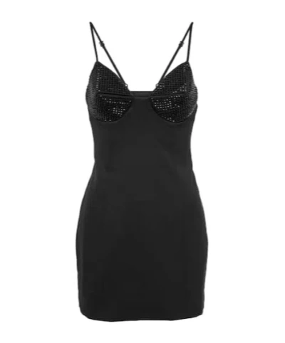 Area Crystal-embellished Minidress In Black