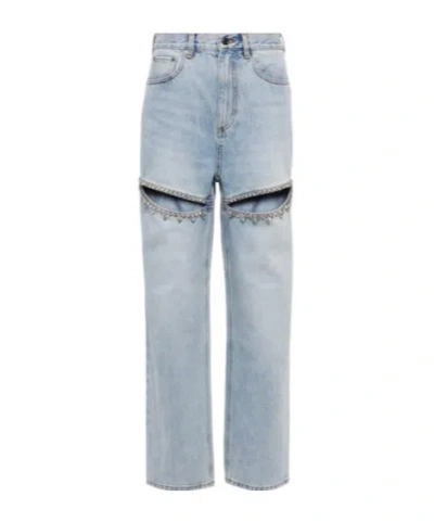 Area Crystal-embellished Straight Jeans In Gray