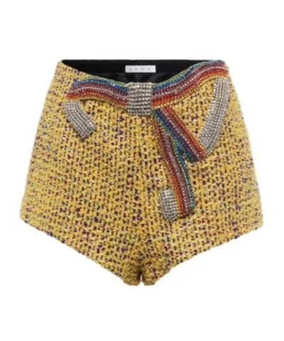 Area Crystal-embellished Tweed Shorts In Transparent