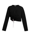 Area Crystal-flower Draped Top In Black