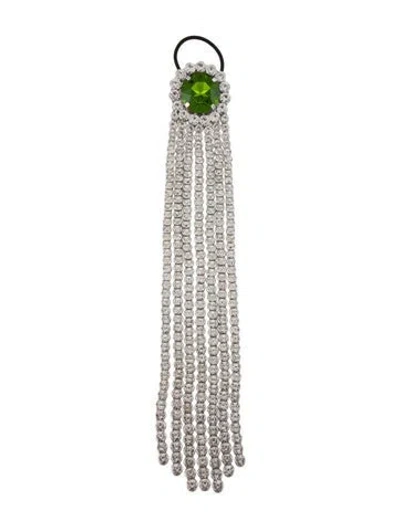 Pre-owned Area Crystal-fringe Ponytail Holder In Metallic/silver
