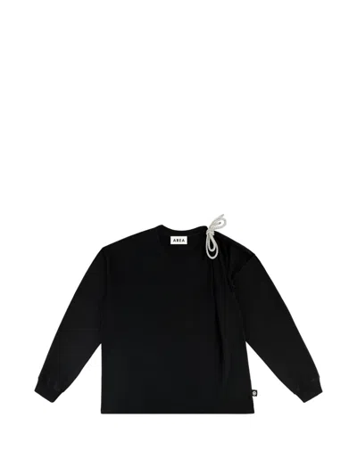 Area Crystal-knot Cut-out T-shirt In Black