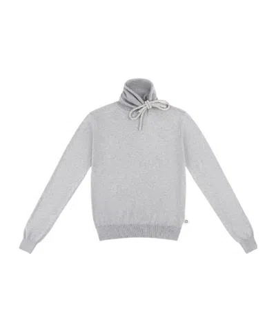 Area Crystal-knot Turtleneck Sweater In Silver