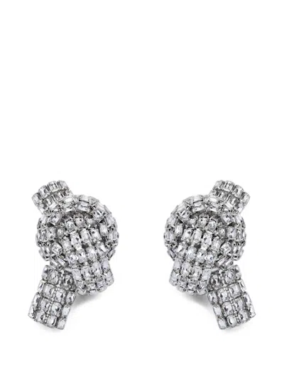 Area Crystal-pavé Knot Earrings In Silver