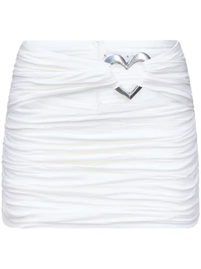 Area Cut-out Ruched Miniskirt In White