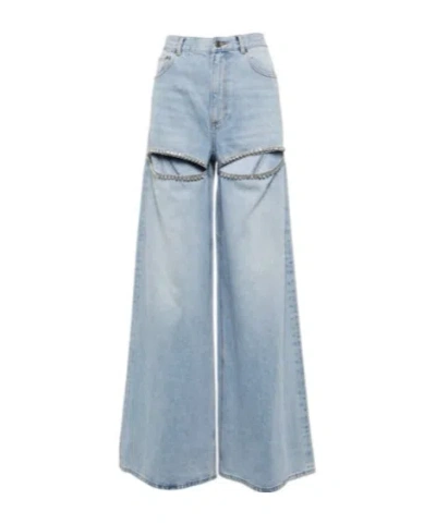 Area Cutout Embellished High-rise Wide-leg Jeans In Blue