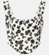 Area Dalmatian-print Denim Corset Top In White