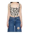 Area Dalmatian-print Denim Corset Top In Nude