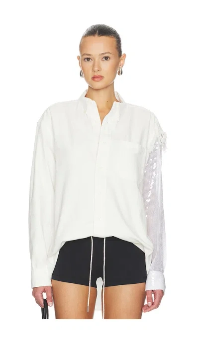 Area Deconstructed Sequin Oxford Shirt In White
